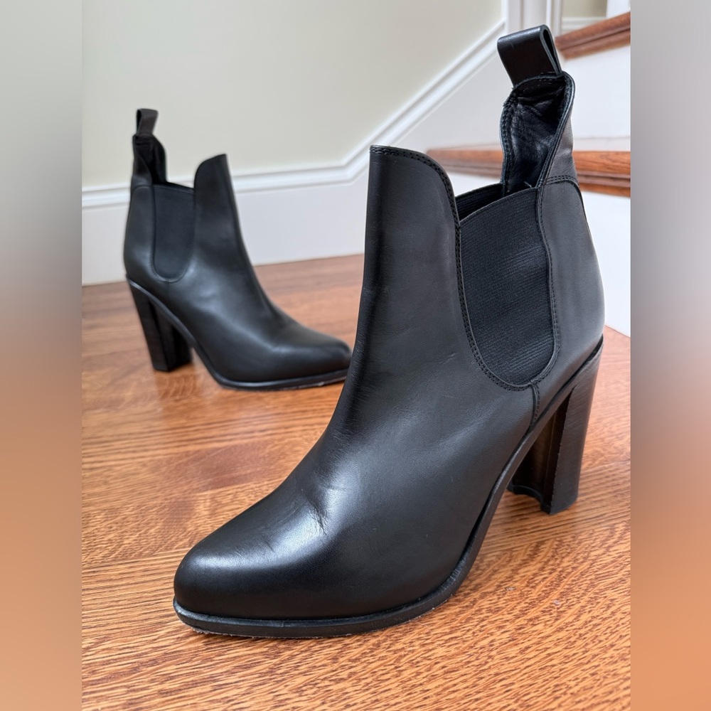 RAG & BONE Stanton Chelsea Boots Block Heel Leather Black Classic Pointed Toe 41